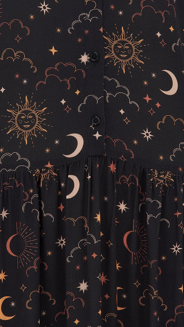 Lauren Smock Dress - Black Celestial Nights - Rockamilly-Dresses-Vintage