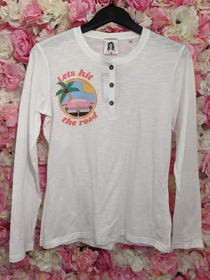 'Let's Hit The Road!' Long Sleeved Tee - Rockamilly-Tops-Vintage