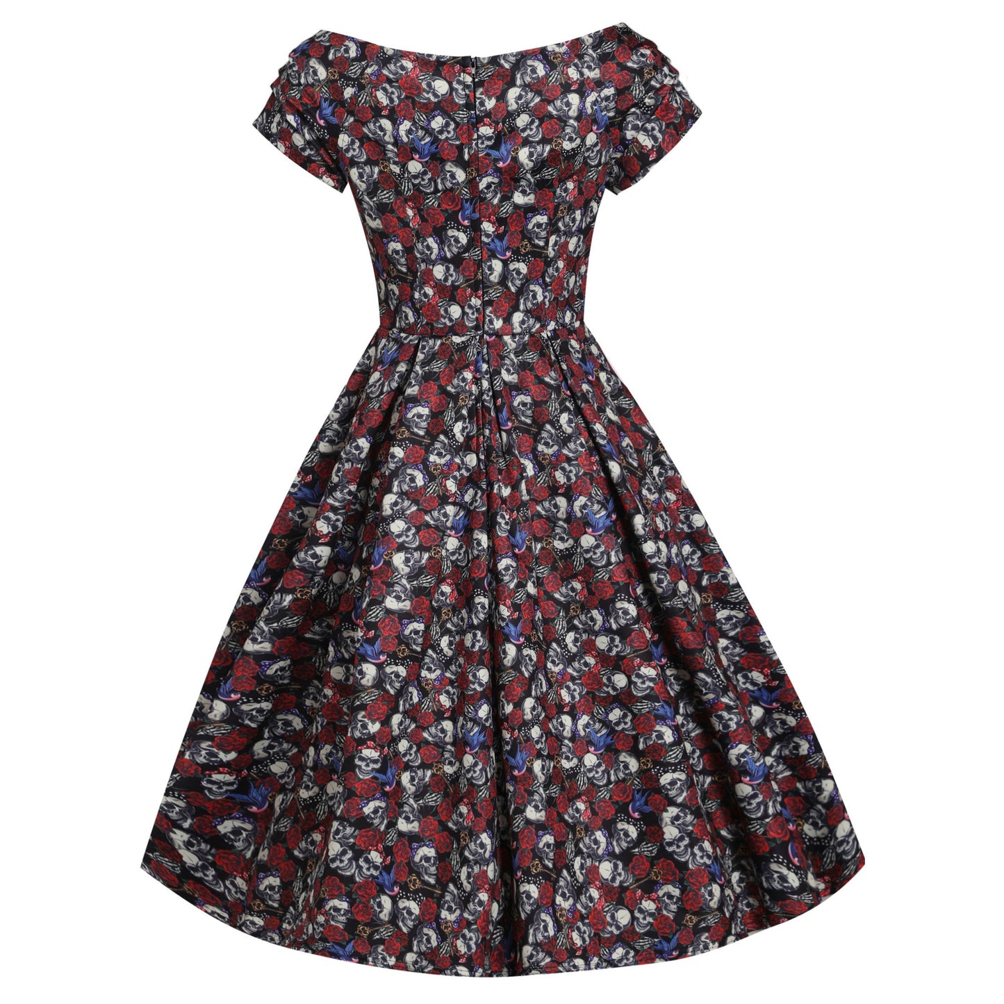 Lily Retro Dress - Skulls Print - Rockamilly-Dresses-Vintage