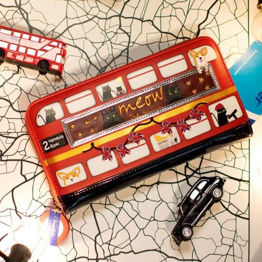 London Cats & Corgis Large Ziparound Wallet - Rockamilly-Bags & Purses-Vintage