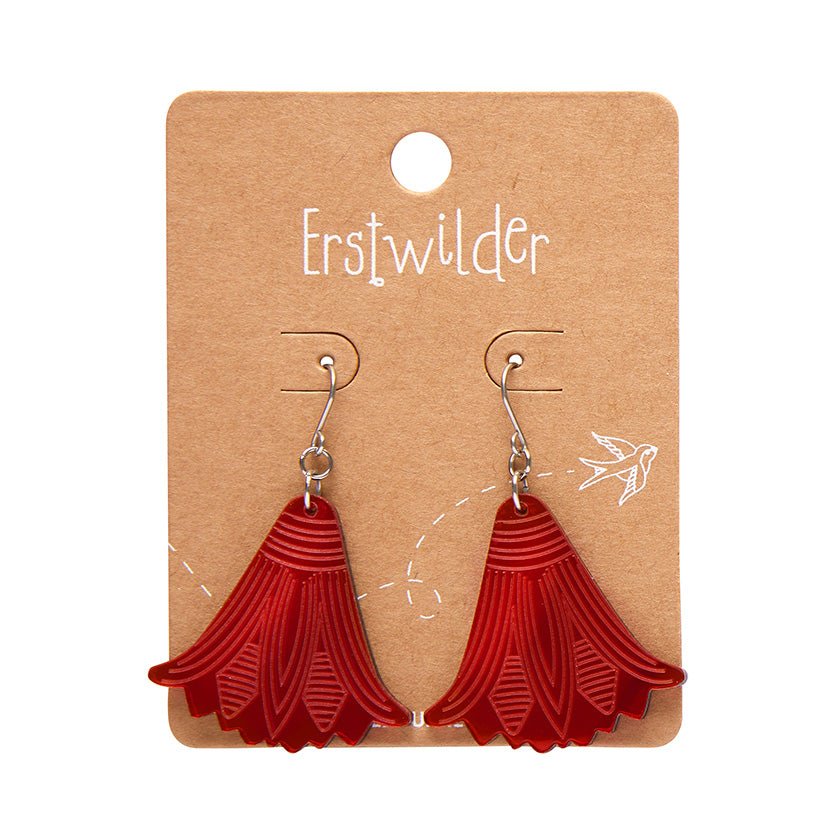 Lotus Mirror Drop Earrings - RED - Rockamilly-Jewellery-Vintage