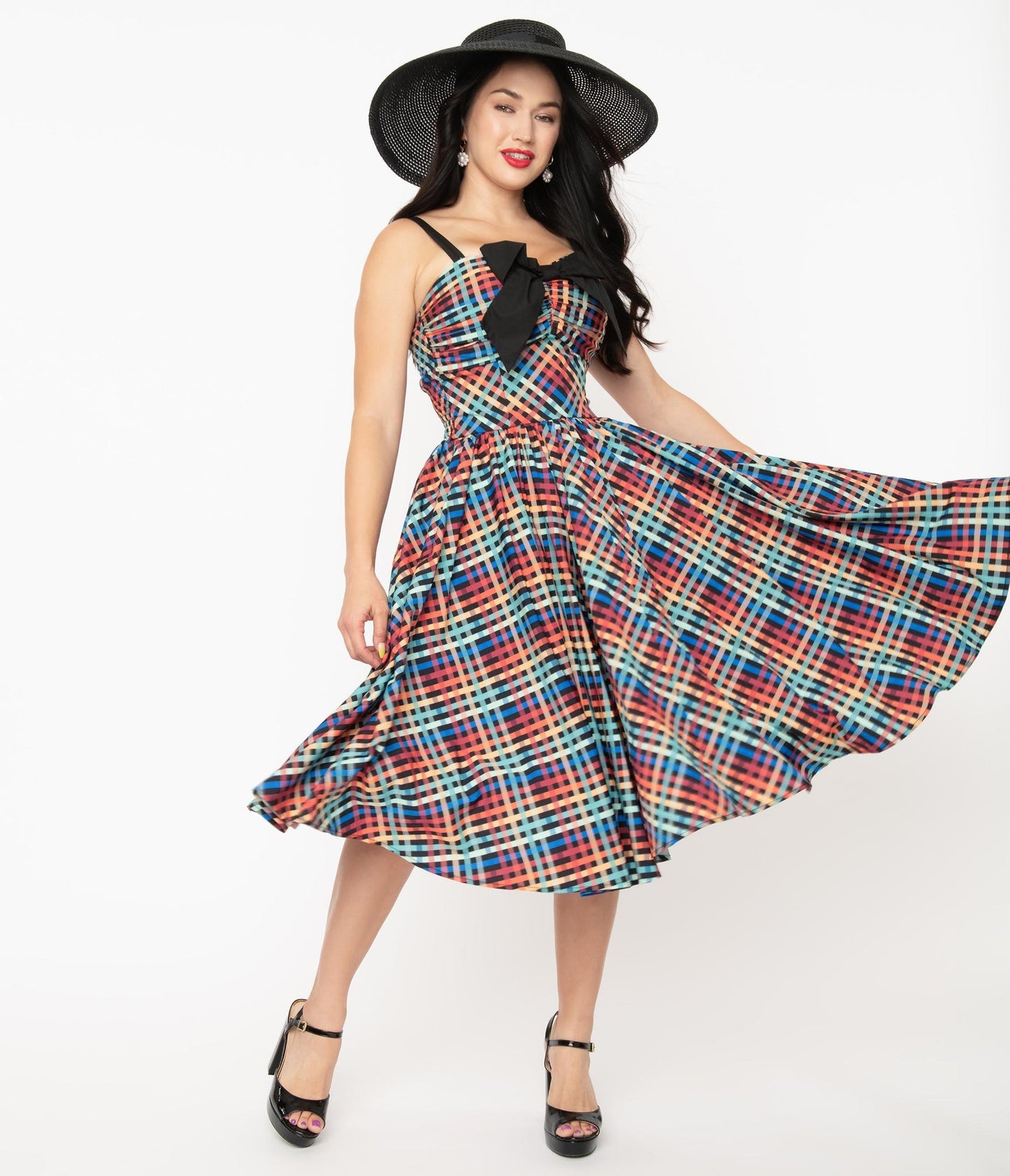 Madras Plaid Golightly Swing Dress - Rockamilly-Dresses-Vintage