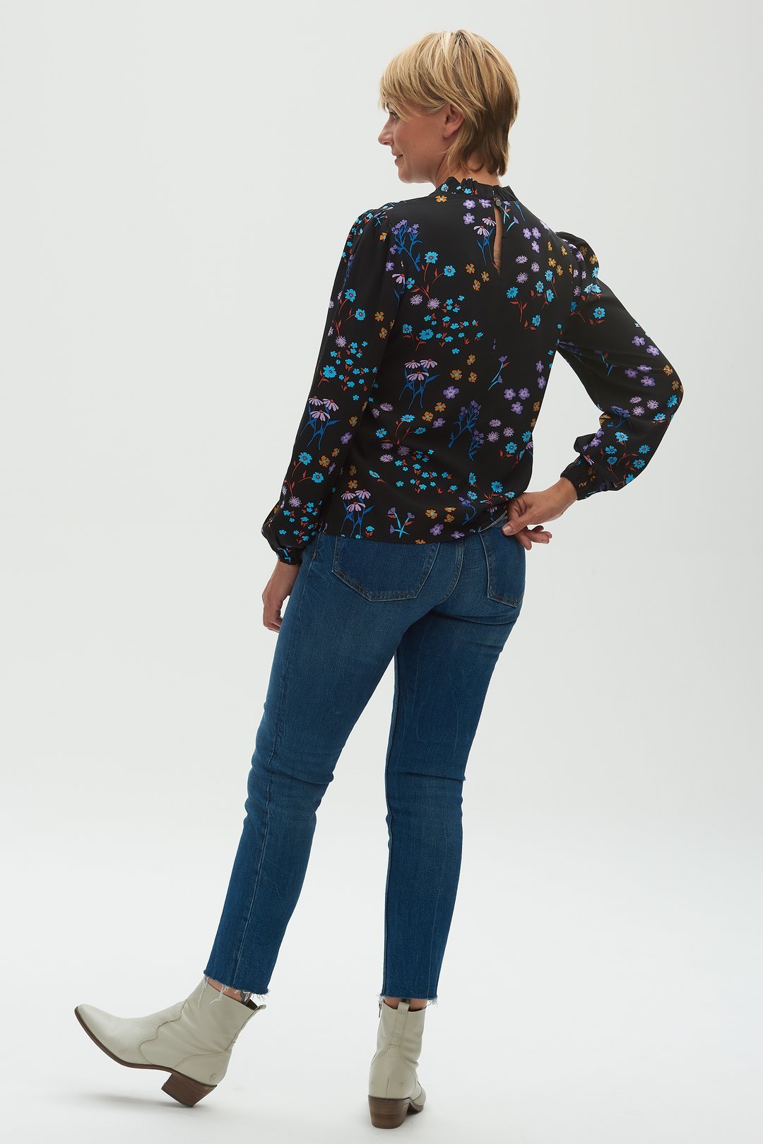 Maybell Frill Neck Blouse - Wild Floral - Rockamilly-Tops-Vintage