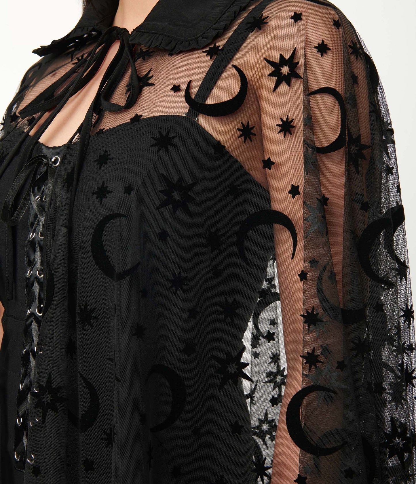 Moon & Stars Mesh Cape - Rockamilly-Jackets & Coats-Vintage