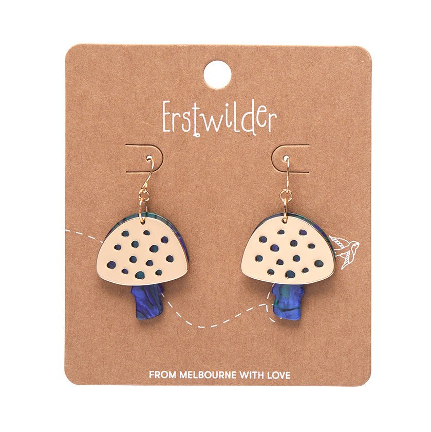 Mushroom Textured Resin Drop Earrings - Blue - Rockamilly-Jewellery-Vintage