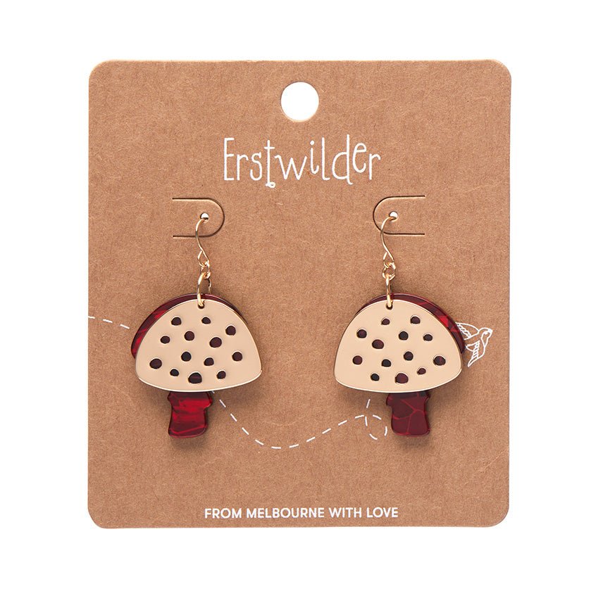 Mushroom Textured Resin Drop Earrings - Red - Rockamilly-Jewellery-Vintage