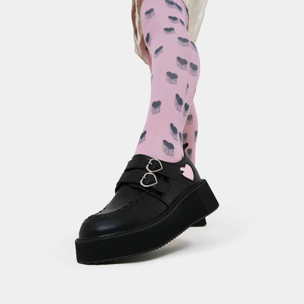 Pothos Pink Heart Wave Platform Shoes - Rockamilly-Shoes-Vintage