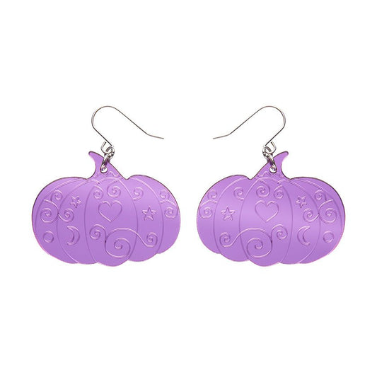 Pumpkin Magic Mirror Drop Earrings - Purple - Rockamilly-Jewellery-Vintage