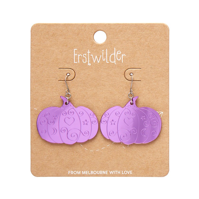 Pumpkin Magic Mirror Drop Earrings - Purple - Rockamilly-Jewellery-Vintage