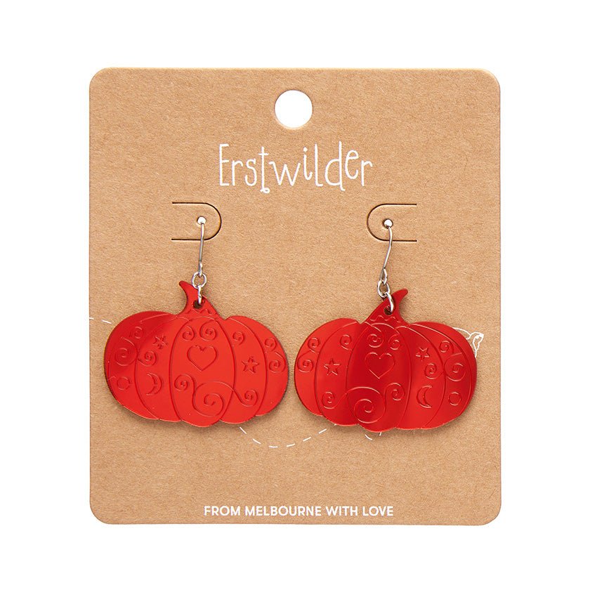 Pumpkin Magic Mirror Drop Earrings - Red - Rockamilly-Jewellery-Vintage
