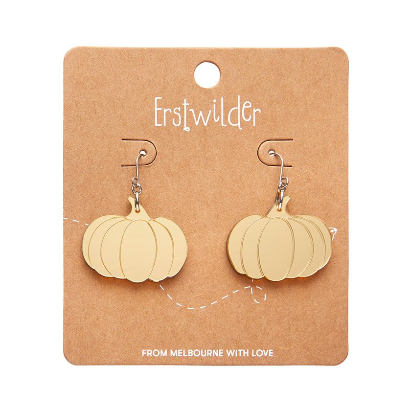 Pumpkin Mirror Drop Earrings - Gold - Rockamilly-Jewellery-Vintage