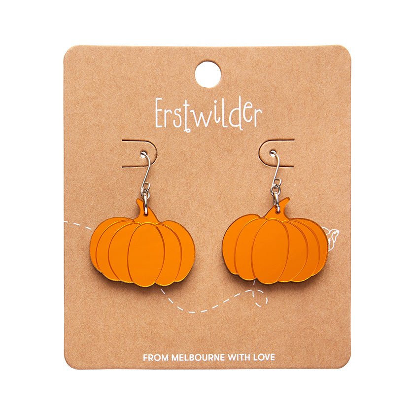 Pumpkin Mirror Drop Earrings - Orange - Rockamilly-Jewellery-Vintage