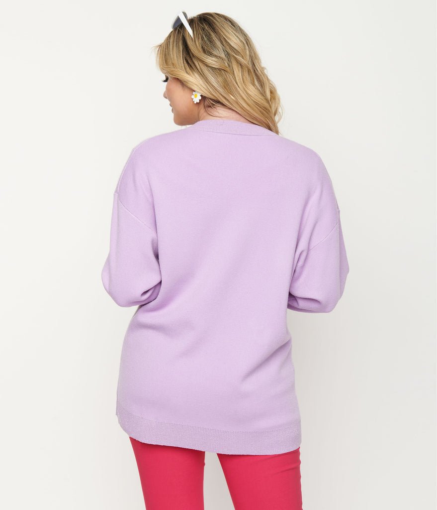 Purple & Rainbows Aspen Cardigan - Rockamilly-knitwear-Vintage