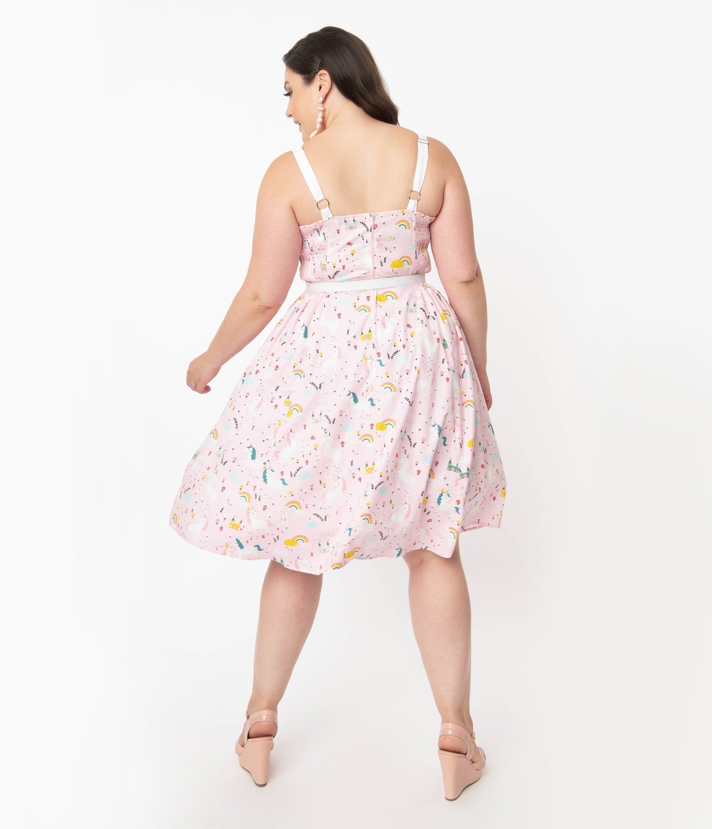 Rachel Pink Fairytale Print Dress - Rockamilly-Dresses-Vintage