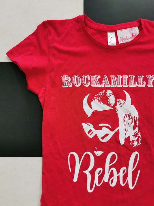'Rockamilly Rebel' Sweet Charlotte Tee - Red - Rockamilly-Tops-Vintage
