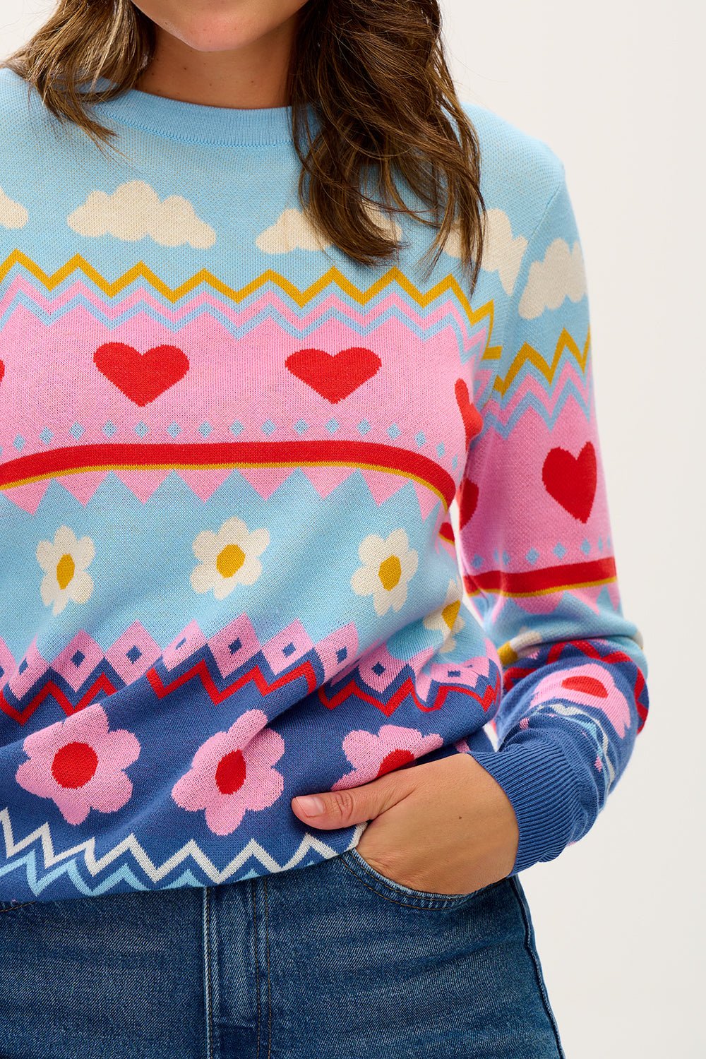 Rosie Fairisle Jumper - Blue, Multi Summer Loving - Rockamilly-Knitwear-Vintage