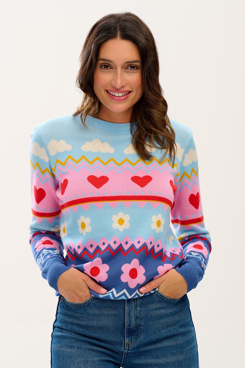 Rosie Fairisle Jumper - Blue, Multi Summer Loving - Rockamilly-Knitwear-Vintage