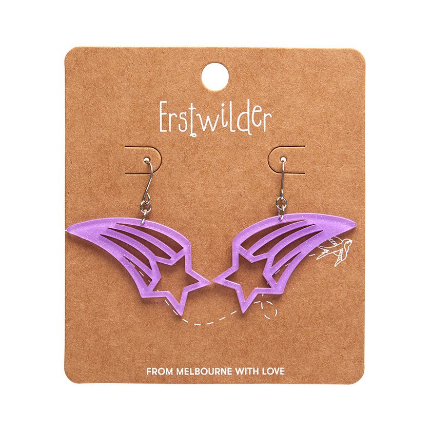 Shooting Star Glitter Resin Drop Earrings - Purple - Rockamilly-Jewellery-Vintage
