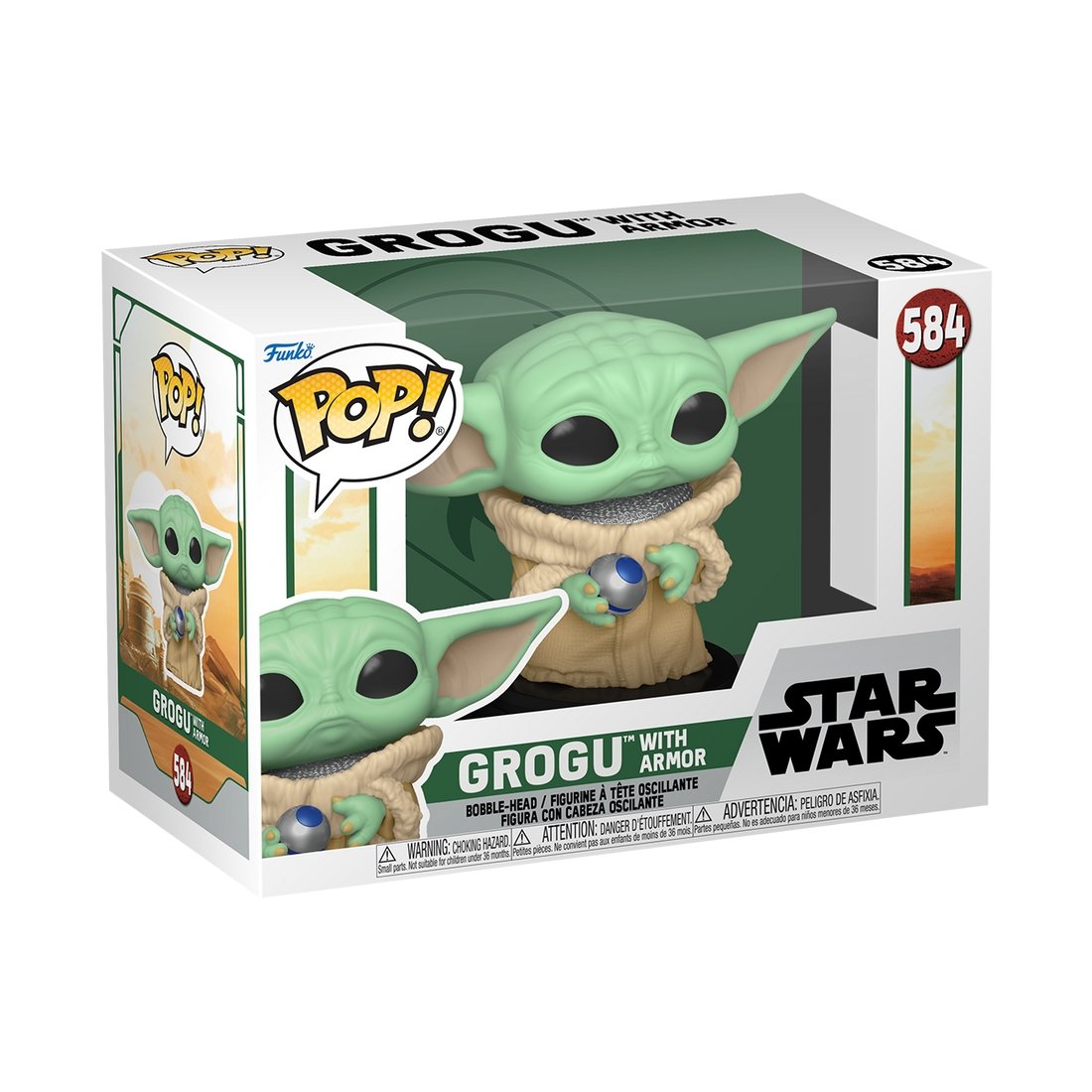 Star Wars BoBF - Grogu w/armor POP #584 - Rockamilly-POP-Vintage