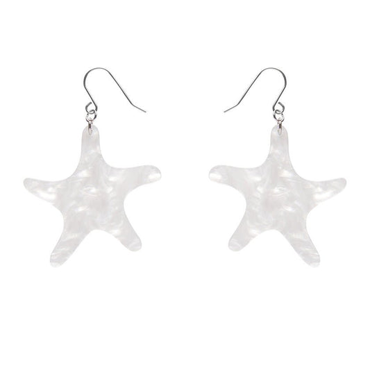 Starfish Ripple Drop Earrings - White - Rockamilly-Jewellery-Vintage