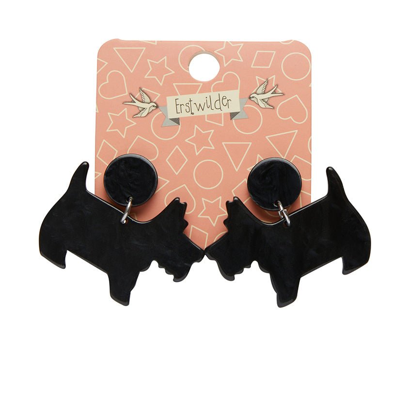 Terrier Ripple Resin Drop Earrings - Black - Rockamilly-Jewellery-Vintage