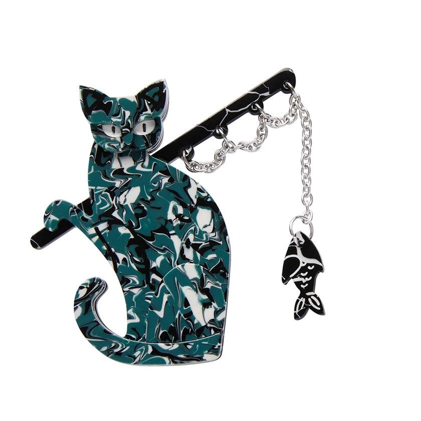 The Famous Fishing Cat Brooch - Rockamilly-Jewellery-Vintage