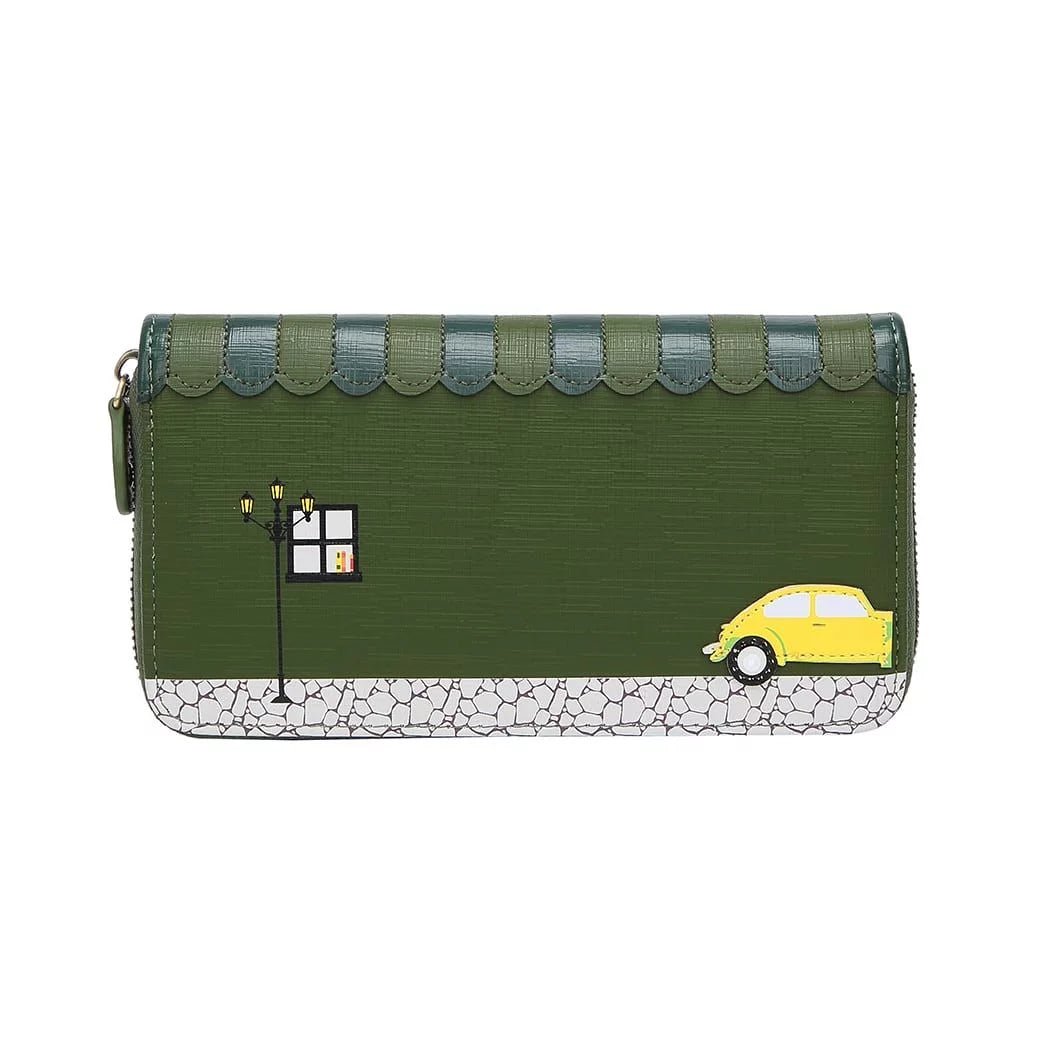 The Old Bookshop - Green Edition - Large Ziparound Wallet - Rockamilly-Bags & Purses-Vintage