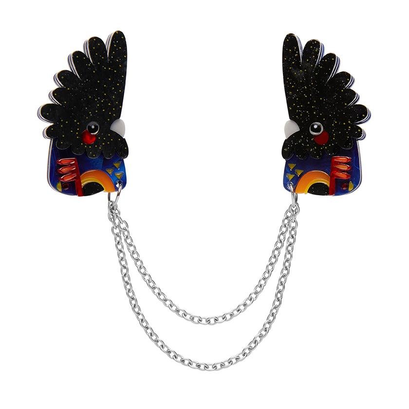 The Rare Red-Tail Cockatoo Cardigan Clips - Rockamilly-Jewellery-Vintage