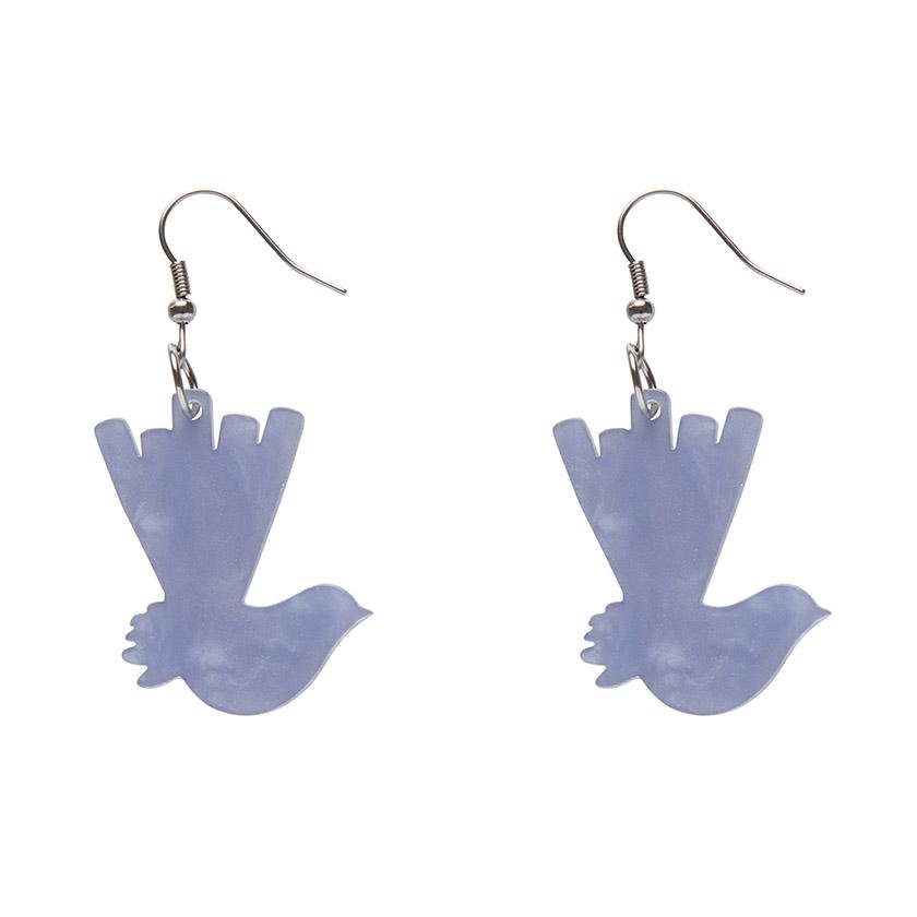 Wagtail Ripple Resin Drop Earrings - Blue - Rockamilly-Jewellery-Vintage