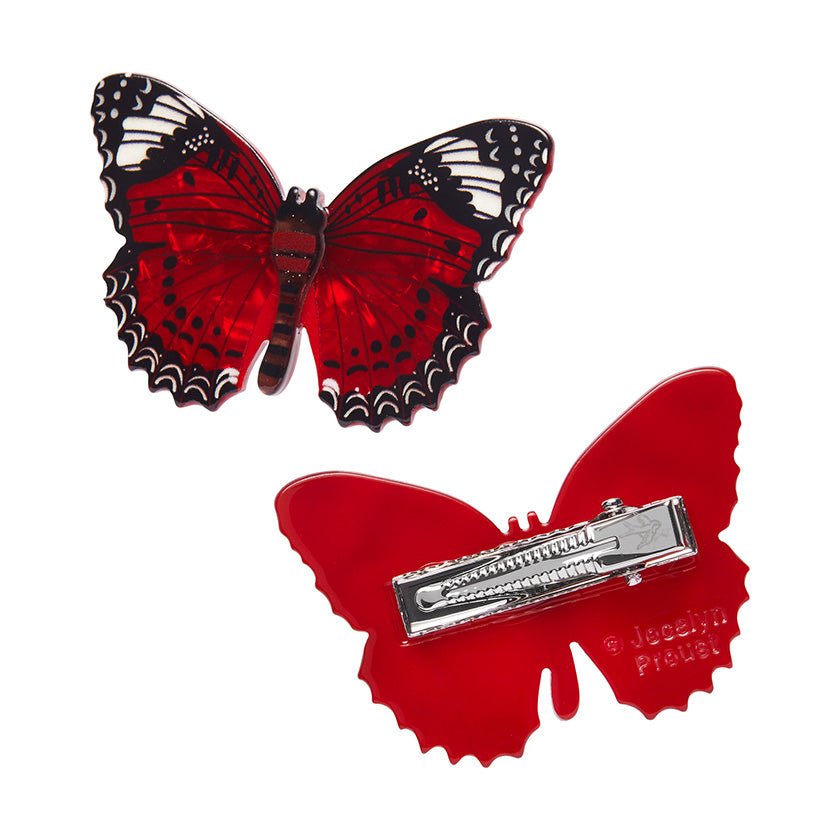 Wings Laced in Red Hair Clips Set - Rockamilly-Jewellery-Vintage