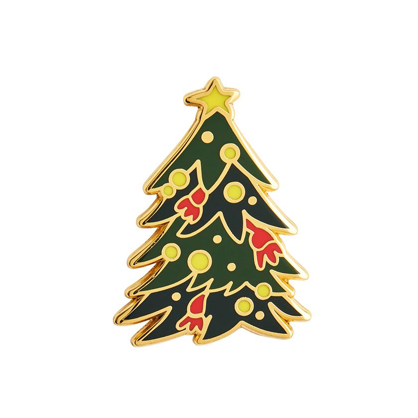 Yuletide Timber Enamel Pin - Rockamilly-Jewellery-Vintage