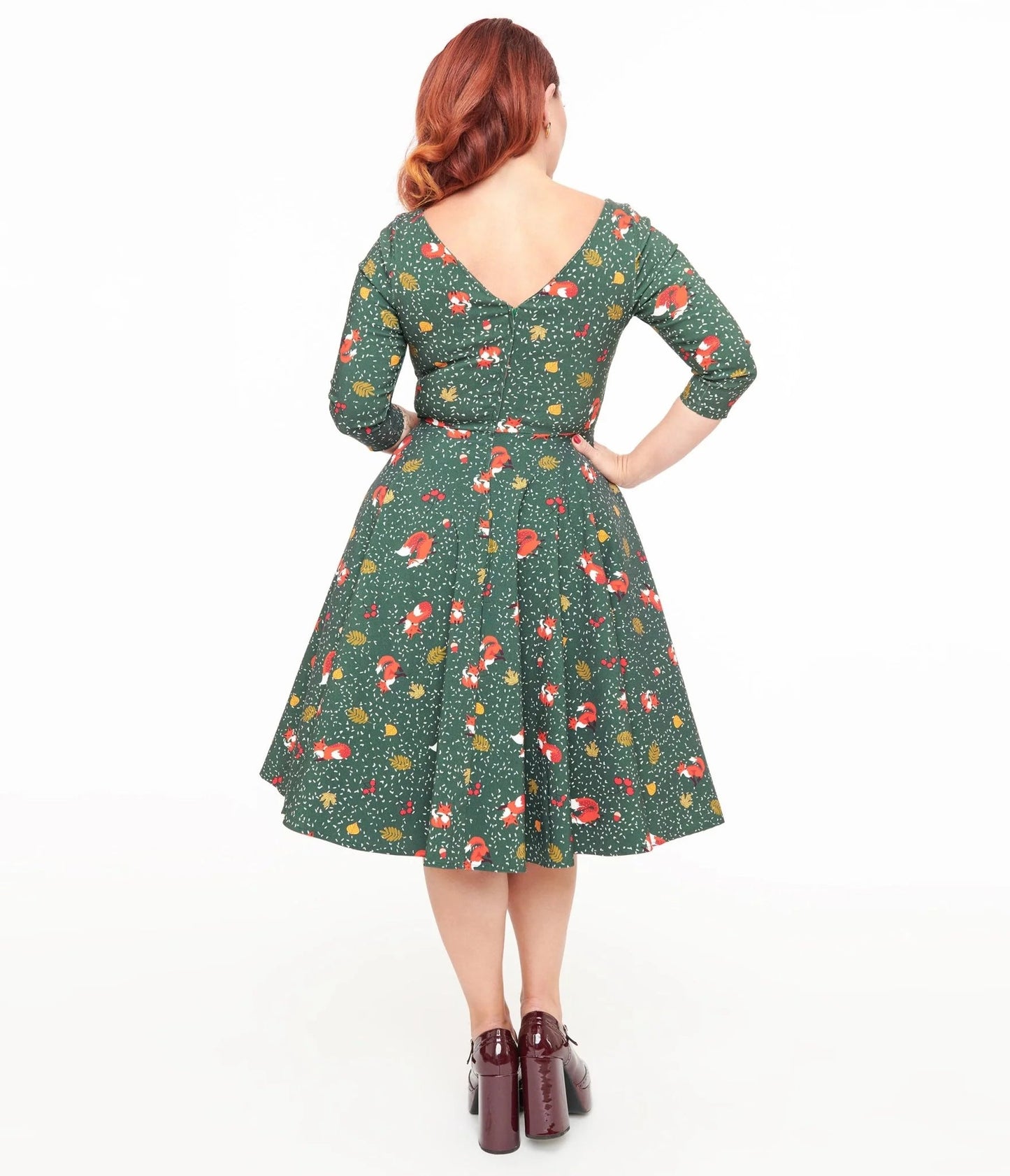 1950s Green Winter Fox Devon Swing Dress - Rockamilly - Dresses - Vintage