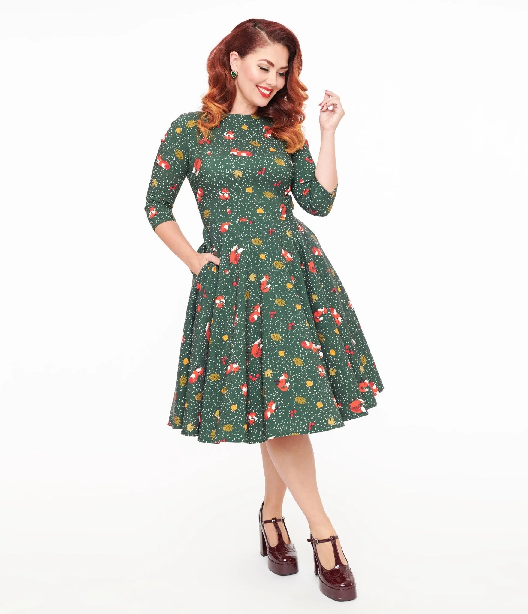 green fox dress Maxi Linen Wool Dress Margo