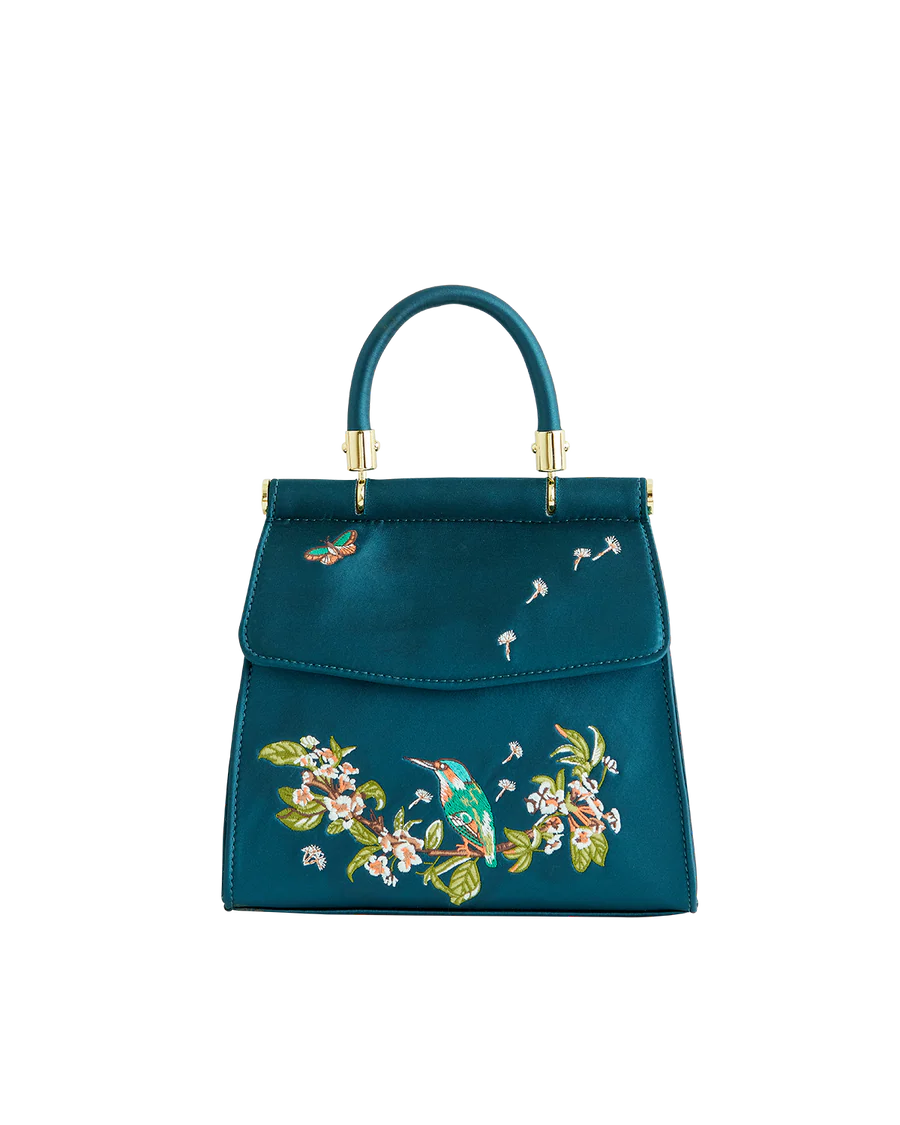 Morning Song Kingfisher Embroidered Tote Bag