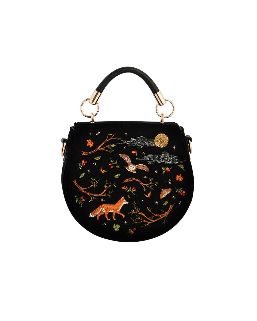 Fox & Owl Embroidered Saddle Bag