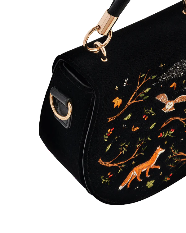 Fox & Owl Embroidered Saddle Bag