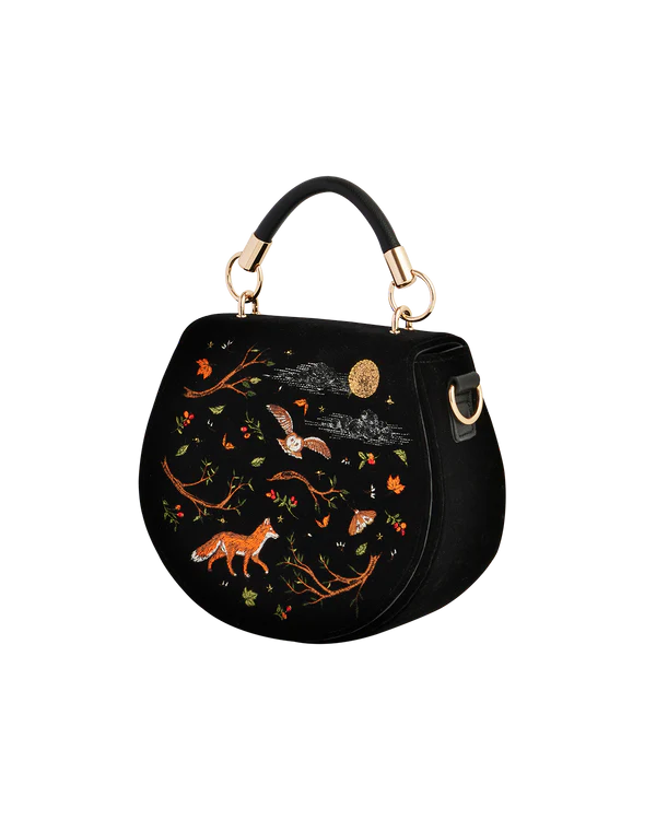 Fox & Owl Embroidered Saddle Bag