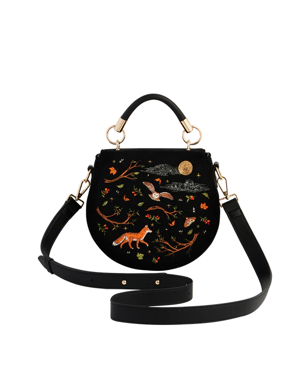 Fox & Owl Embroidered Saddle Bag