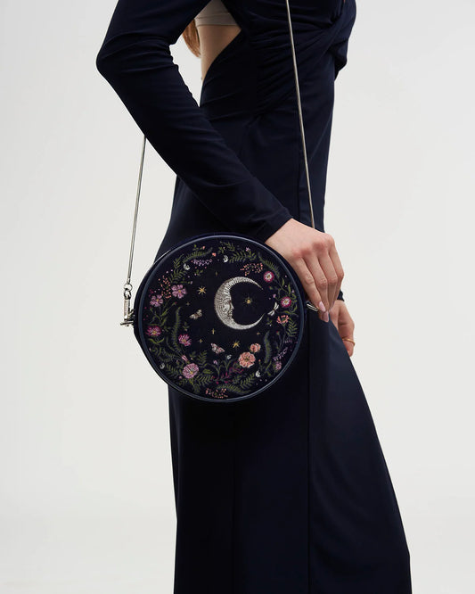 Chloe Midnight Garden Embroidered Circle Bag