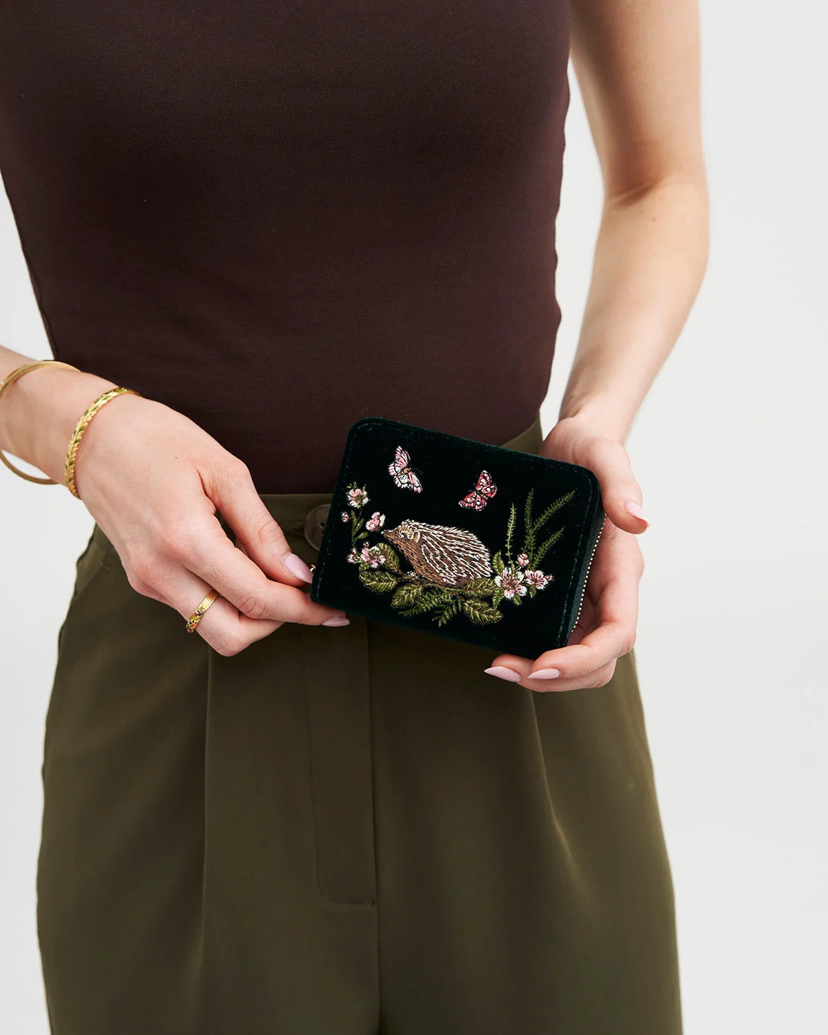 Hedgehog Embroidered Small Purse