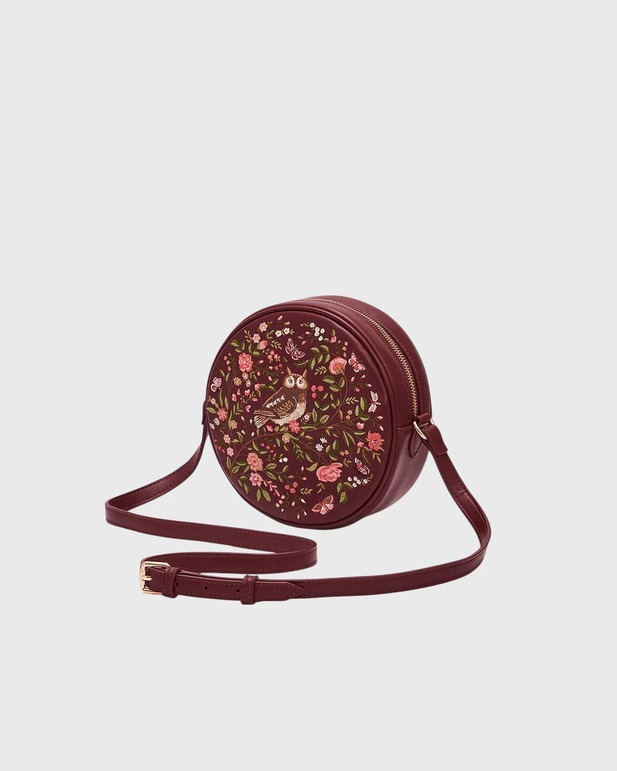 Chloe Owl Embroidered Circle Bag