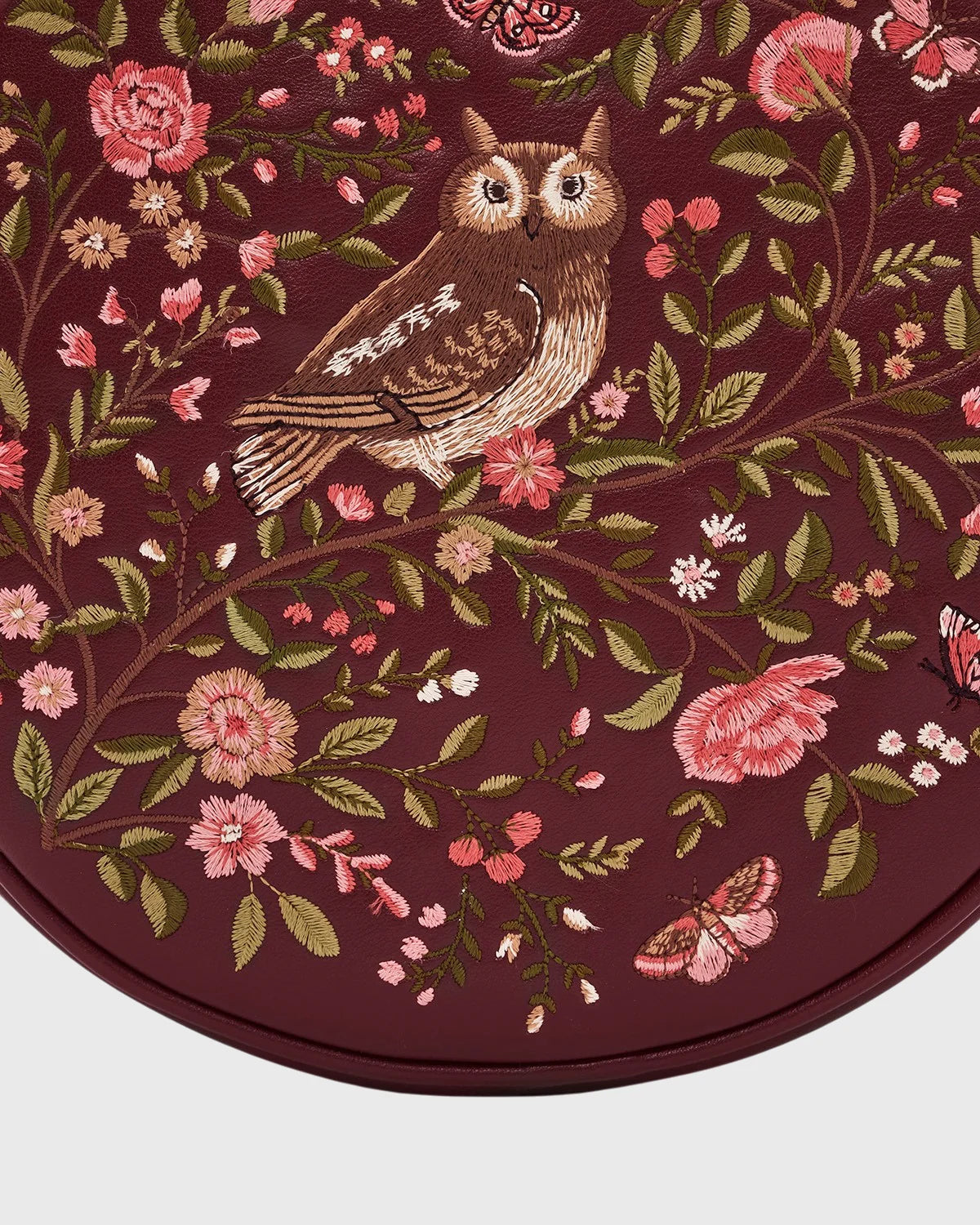 Chloe Owl Embroidered Circle Bag