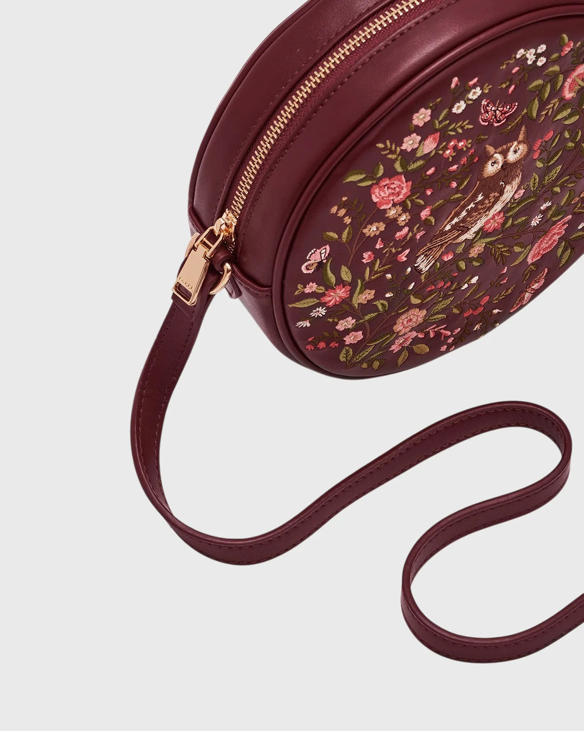 Chloe Owl Embroidered Circle Bag