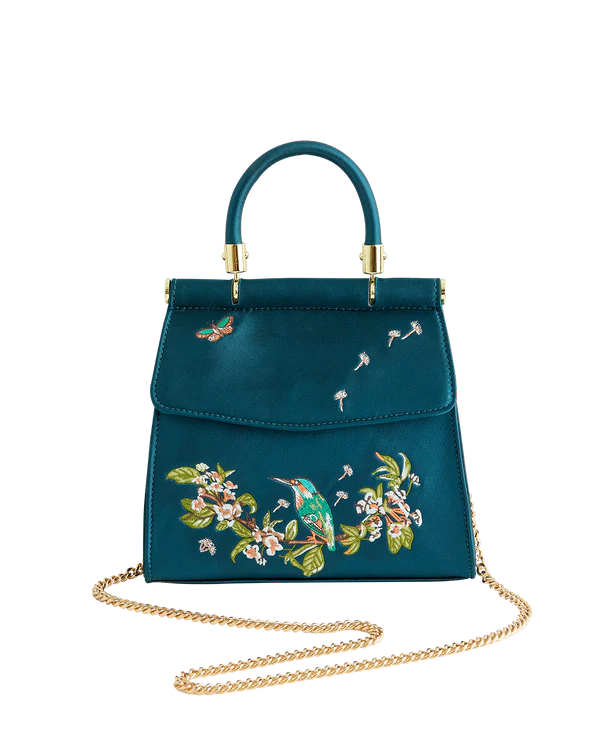 Morning Song Kingfisher Embroidered Tote Bag