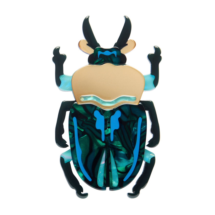 Ruby the Rainbow Stag Beetle Brooch