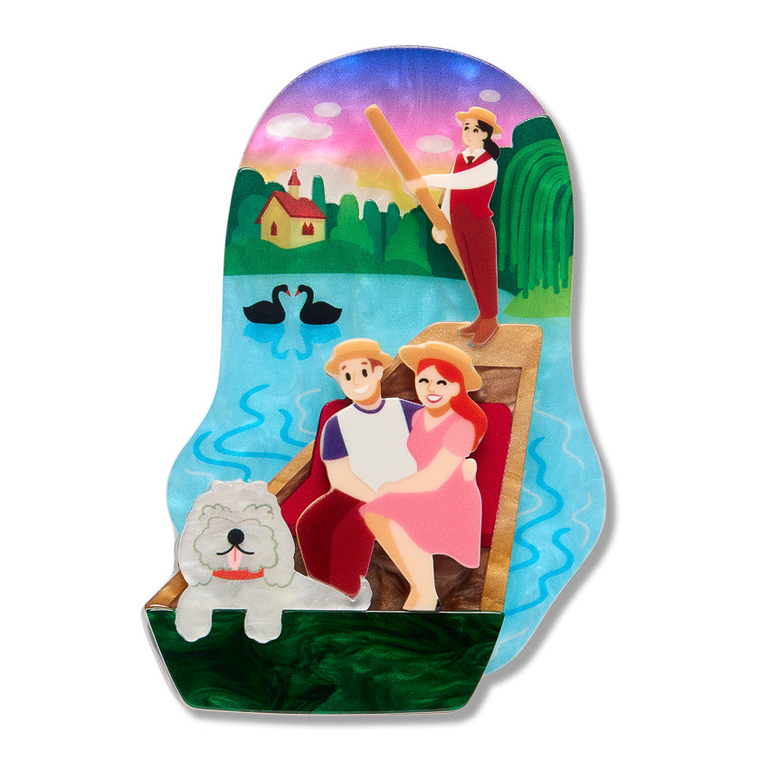 Love on Lake Punting Brooch