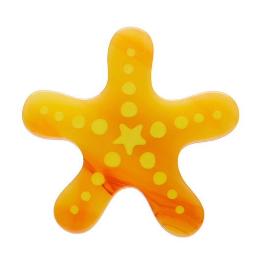 Orange Starfish Simplified Mini Brooch