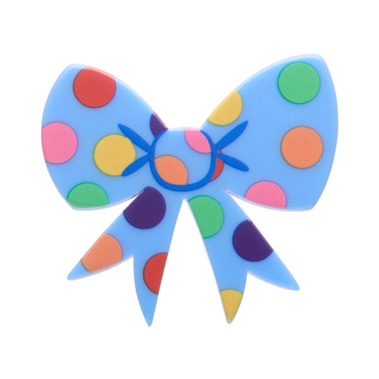 Blue Polka Dot Bow Mini Brooch - Erstwilder Simplified