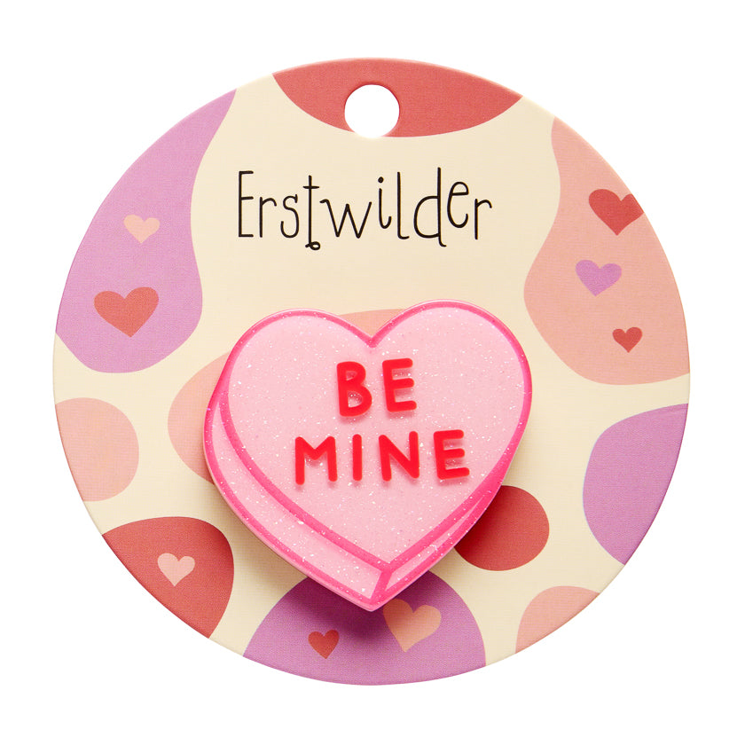 Pink Candy Heart Mini Brooch - Erstwilder Simplified