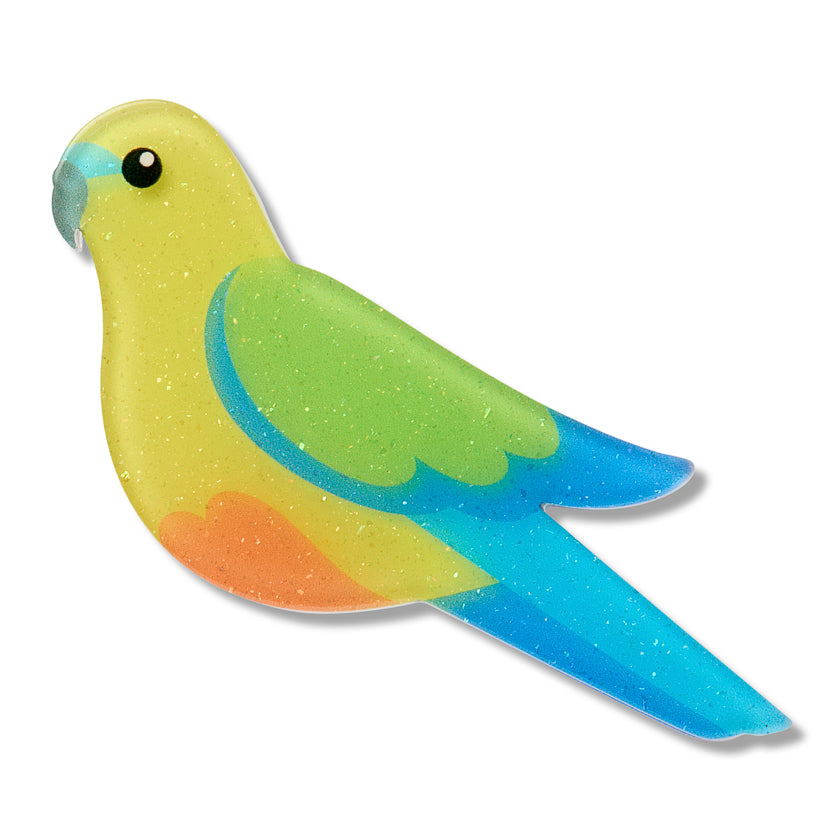 Orange Bellied Parrot Simplified Mini Brooch